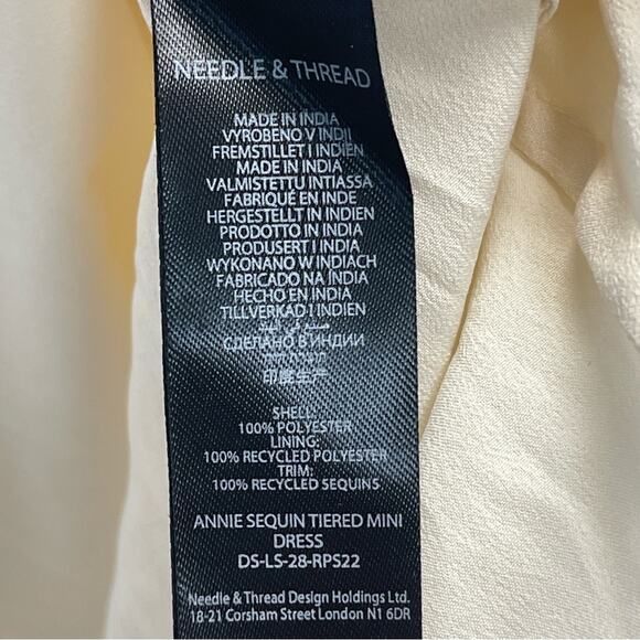 Needle and Thread The Annie Sequin Tiered Mini Dress in Champagne - Picture 7 of 12